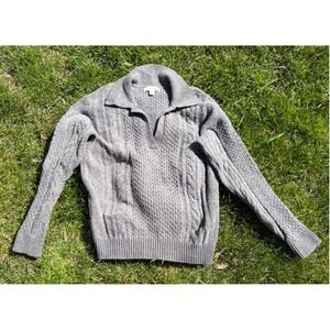 Treasure & Bond Men Gray Merino Wool Cotton Cable Knit Polo Sweater M TB496404MI